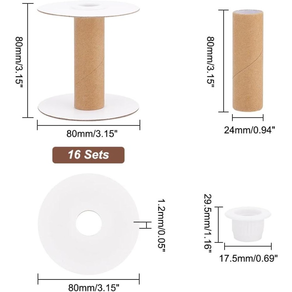 Thread Bobbins Empty - 16 Sets Empty Paper Thread Spools